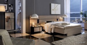 Dormitorio línea moderna ,acabado roble.