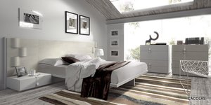 Dormitorio lacado en blanco línea moderna.