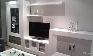 Modular de salón en blanco y plata