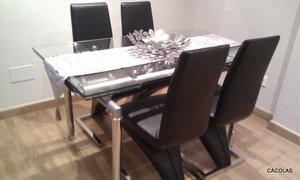 Mesa de comedor de cristal de 140*80 extensible a 190*80.