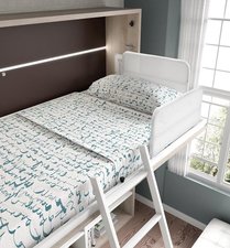 DETALLE DE CAMA ABATIBLE SUPERIOR CON QUITAMIEDOS TEXTIL
