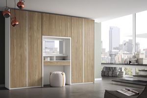 Armario en roble con puertas abatibles con tocador
