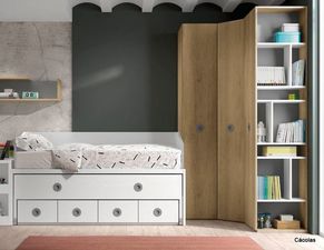 Cama compacto con escritorio extraible y armario rincón