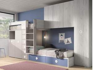 Cama tren con escritorio extraible