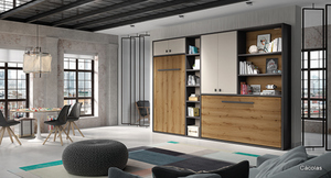 Modular con cama abatible vertical y cama abatible horizontal
