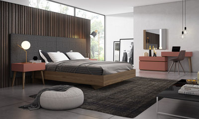 Dormitorio linea moderna , con mesitas nórdicas