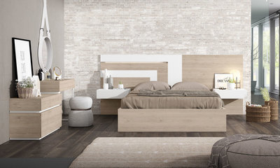 Dormitorio estilo moderno con cómoda tocador