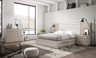 Dormitorio estilo moderno con mesitas a juego