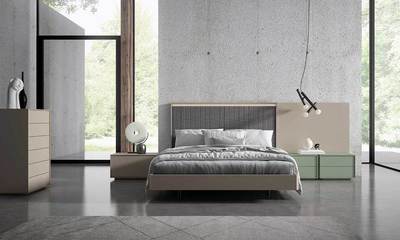 Habitación con cabecero tapizado