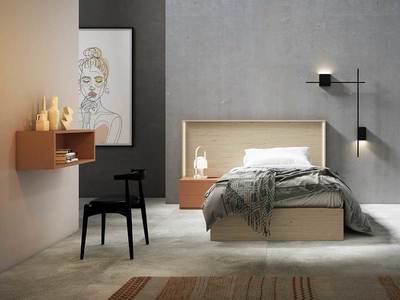 Habitación con escritorio plegable a juego