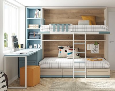 Detalle de cama elevada abatible abierta