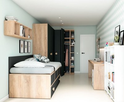 Habitación juvenil con armario a medida