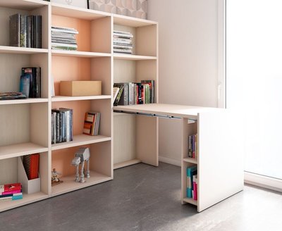 Librería con escritorio extensible.Varias medidas y acabados